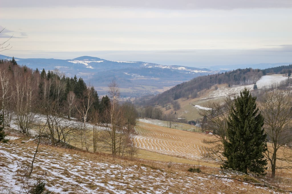Widok na Góry złote na granicy polsko-czeskiej.