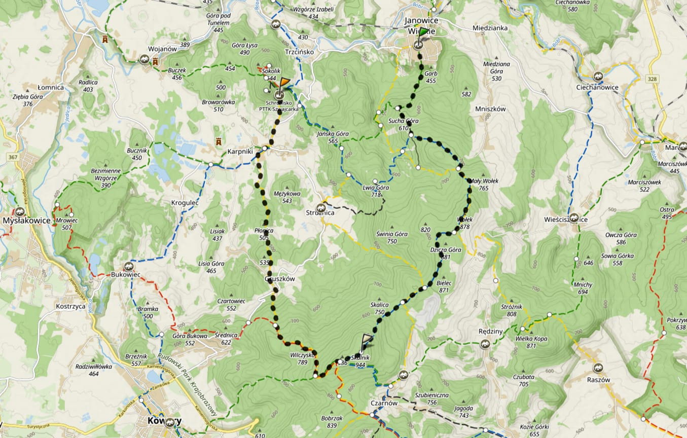 Rudawy Janowickie trasa przez schronisko Szwajcarka na Skalnik