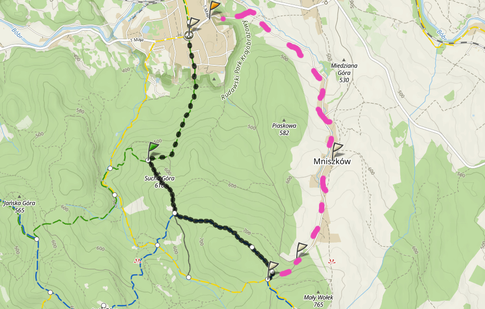 Rudawy Janowickie trasa na Sokolik, ostatecznie zmieniona na Mniszków